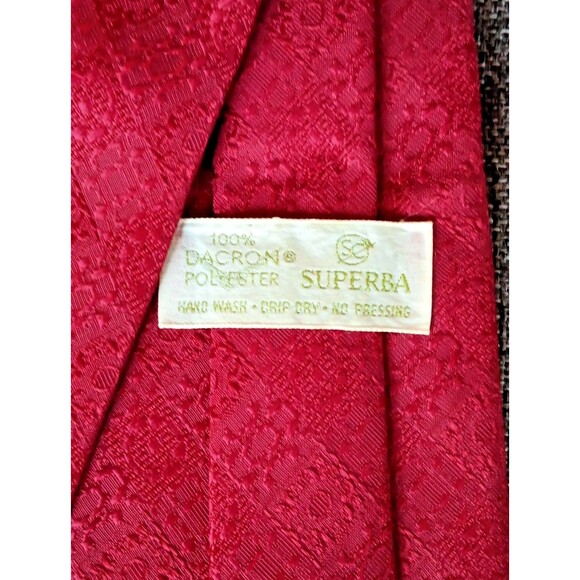 Tie 70s 80s 90s Y2K Mens Superba Red 4 Wide 55 Long - Picture 5 of 5